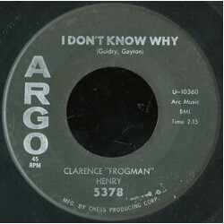 Clarence "Frogman" Henry I Don't Know Why USED VINYL 7INCH 45 RPM SINGLE