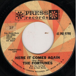 The Fortunes Here It Comes Again / Things I Should Have Known Vinyl 7" USED
