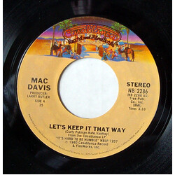 Mac Davis Let's Keep It That Way USED VINYL 7INCH 45 RPM SINGLE STYRENE