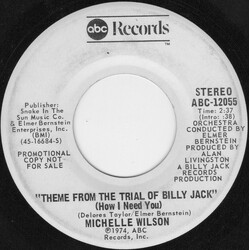 Michelle Wilson (2) / Teresa Laughlin Theme From The Trial Of Billy Jack / Shed A Tear USED VINYL 7INCH PROMO 45 RPM