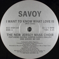 The New Jersey Mass Choir I Want To Know What Love Is Vinyl 12" USED
