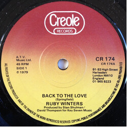 Ruby Winters Back To The Love VINYL 7" USED
