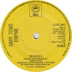 Gary Toms Empire 7-6-5-4-3-2-1- (Blow Your Whistle) USED VINYL 7INCH 45 RPM SINGLE