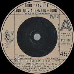 John Travolta / Olivia Newton-John You're The One That I Want USED VINYL 7INCH 45 RPM SINGLE