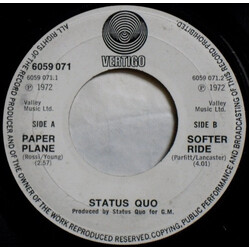 Status Quo Paper Plane USED VINYL 7INCH SINGLE 45 RPM