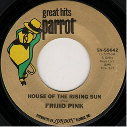 Frijid Pink House Of The Rising Sun / Heartbreak Hotel Vinyl 7" USED