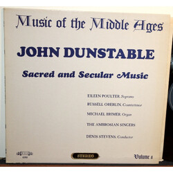 John Dunstable / Eileen Poulter / Russell Oberlin / Michael Brimer / The Ambrosian Singers / Denis Stevens Sacred And Secular Music Vinyl LP USED