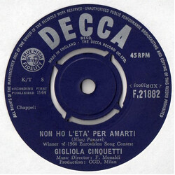 Gigliola Cinquetti Non Ho L'Eta' Per Amarti USED VINYL 7INCH 45 RPM SINGLE