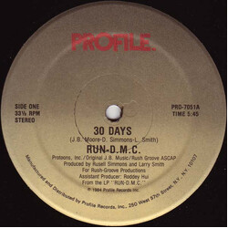 Run-DMC 30 Days VINYL 12" USED