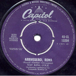 Nat King Cole Arrivederci Roma USED VINYL 7INCH 45 RPM SINGLE