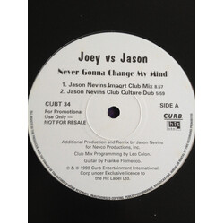 Joey Lawrence / Jason Nevins Never Gonna Change My Mind Vinyl 12" USED