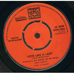 David McWilliams Love Like A Lady USED VINYL 7INCH 45 RPM