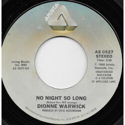 Dionne Warwick No Night So Long / Reaching For The Sky USED VINYL 7INCH 45 RPM STYRENE STEREO