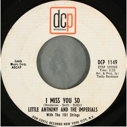 Little Anthony & The Imperials I Miss You So Vinyl 7" USED
