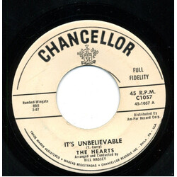 The Hearts It's Unbelievable / On My Honor USED VINYL 7INCH