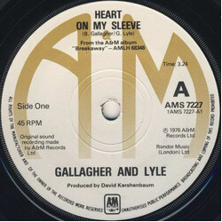 Gallagher & Lyle Heart On My Sleeve VINYL 7" USED