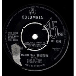 The Back O' Town Syncopators Manhattan Spiritual USED VINYL 7INCH 45 RPM SINGLE