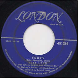 Vera Lynn Yours / The Love Of My Life USED VINYL 7INCH 45 RPM