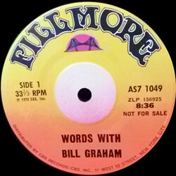 Bill Graham (2) Words With Bill Graham USED VINYL 7INCH 33 S RPM PROMO