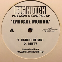 Big Hutch Lyrical Murda USED VINYL 12INCH 33 S RPM WHITE LABEL