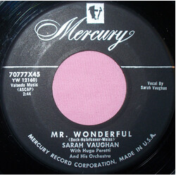 Sarah Vaughan / The Hugo Peretti Orchestra Mr. Wonderful USED VINYL 7INCH 45 RPM