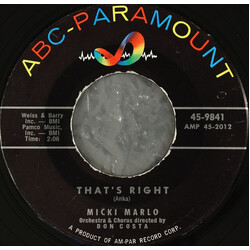 Micki Marlo That's Right USED VINYL 7INCH 45 RPM