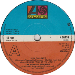 Spinners Love Or Leave Vinyl 7" USED