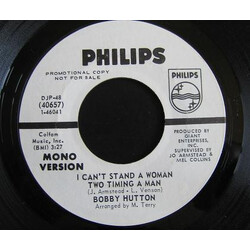 Bobby Hutton I Can't Stand A Woman Two Timing A Man USED VINYL 7INCH PROMO