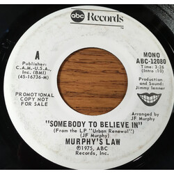 Murphy's Law (4) Somebody To Believe In USED VINYL 7INCH 45 RPM SINGLE PROMO STEREO MONO