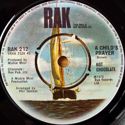 Hot Chocolate A Child's Prayer VINYL 7" USED