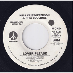 Kris Kristofferson & Rita Coolidge Lover Please Vinyl 7" USED