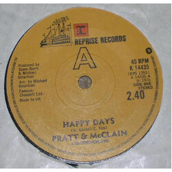 Pratt & McClain / Brotherlove Happy Days USED VINYL 7INCH 45 RPM SINGLE