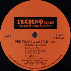 Robo Kut / The Nu-Religion Techno Series Vol 6 USED VINYL 12INCH 33 S RPM SINGLE SIDED ETCHED