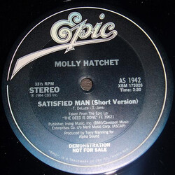 Molly Hatchet Satisfied Man USED VINYL 12INCH 33 S RPM PROMO SINGLE