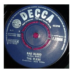 The Plebs Bad Blood USED VINYL 7INCH 45 RPM