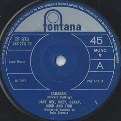 Dave Dee, Dozy, Beaky, Mick & Tich Zabadak! USED VINYL 7INCH 45 RPM SINGLE MONO