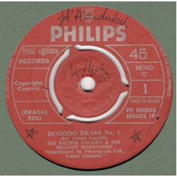 Sir Victor Uwaifo & His Melody Maestroes Dododo Ekasa No. 1 USED VINYL 7INCH 45 RPM SINGLE MONO