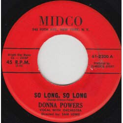 Donna Powers So Long, So Long USED VINYL 7INCH 45 RPM SINGLE