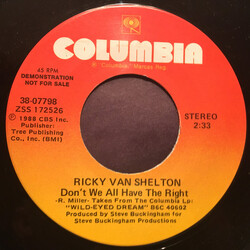 Ricky Van Shelton Don't We All Have The Right USED VINYL 7INCH 45 RPM SINGLE PROMO