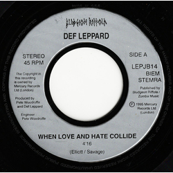 Def Leppard When Love And Hate Collide Vinyl 7" USED