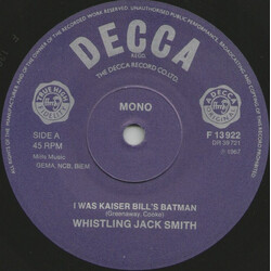 Whistling Jack Smith I Was Kaiser Bill's Batman USED VINYL 7INCH SINGLE REISSUE