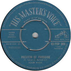 Adam Wade (2) Preview Of Paradise USED VINYL 7INCH 45 RPM SINGLE