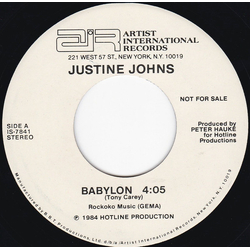 Justine Johns Babylon USED VINYL 7INCH 45 RPM SINGLE PROMO