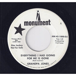 Grandpa Jones Everything I Had Going For Me Is Gone USED VINYL 7INCH 45 RPM PROMO