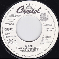 Maze Featuring Frankie Beverly Back In Stride USED VINYL 7INCH 45 RPM PROMO