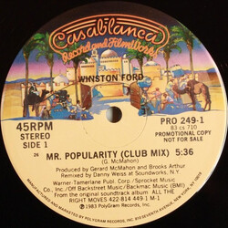 Winston Ford Mr. Popularity USED VINYL 12INCH PROMO 45 RPM