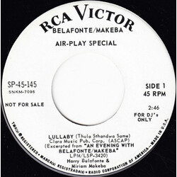 Harry Belafonte / Miriam Makeba Lullaby (Thula Sthandwa Same) USED VINYL 7INCH 45 RPM SINGLE PROMO