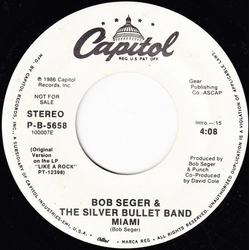 Bob Seger And The Silver Bullet Band Miami Vinyl 7" USED