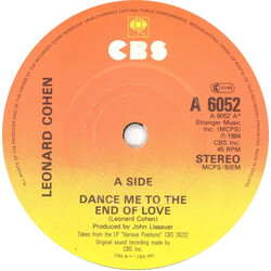 Leonard Cohen Dance Me To The End Of Love USED VINYL 7INCH 45 RPM