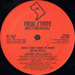 Willie Jolley Really Don't Want To Dance USED VINYL 12INCH 33 S RPM STEREO